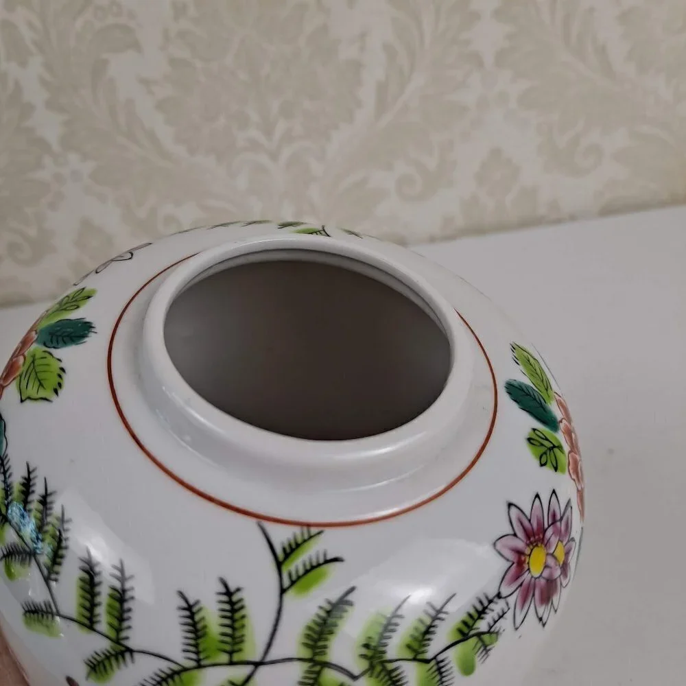 Japanese Porcelain Vase Floral Flying Crane Traditional Heygill Import
